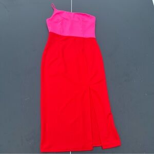 Elegant Pink and Red block color Women's Dress